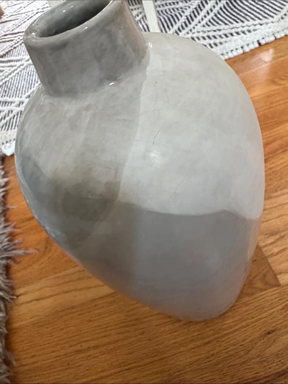 Glossy Gray Ceramic Vase,  14 inches.